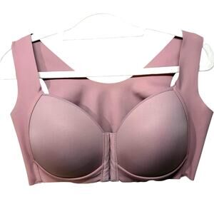 Women's Front Snap Bra 42/95 Pink Padded Comfort Seamless Front Closure Blush